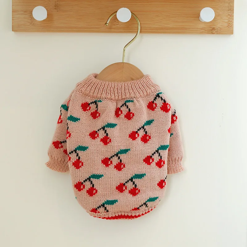 

Hot Selling Warm Autumn Cherry Dog Clothes Comfortable Cat Puppy Sweater Jumper Winter Clothing For Small Dog Chihuahua Yorkie