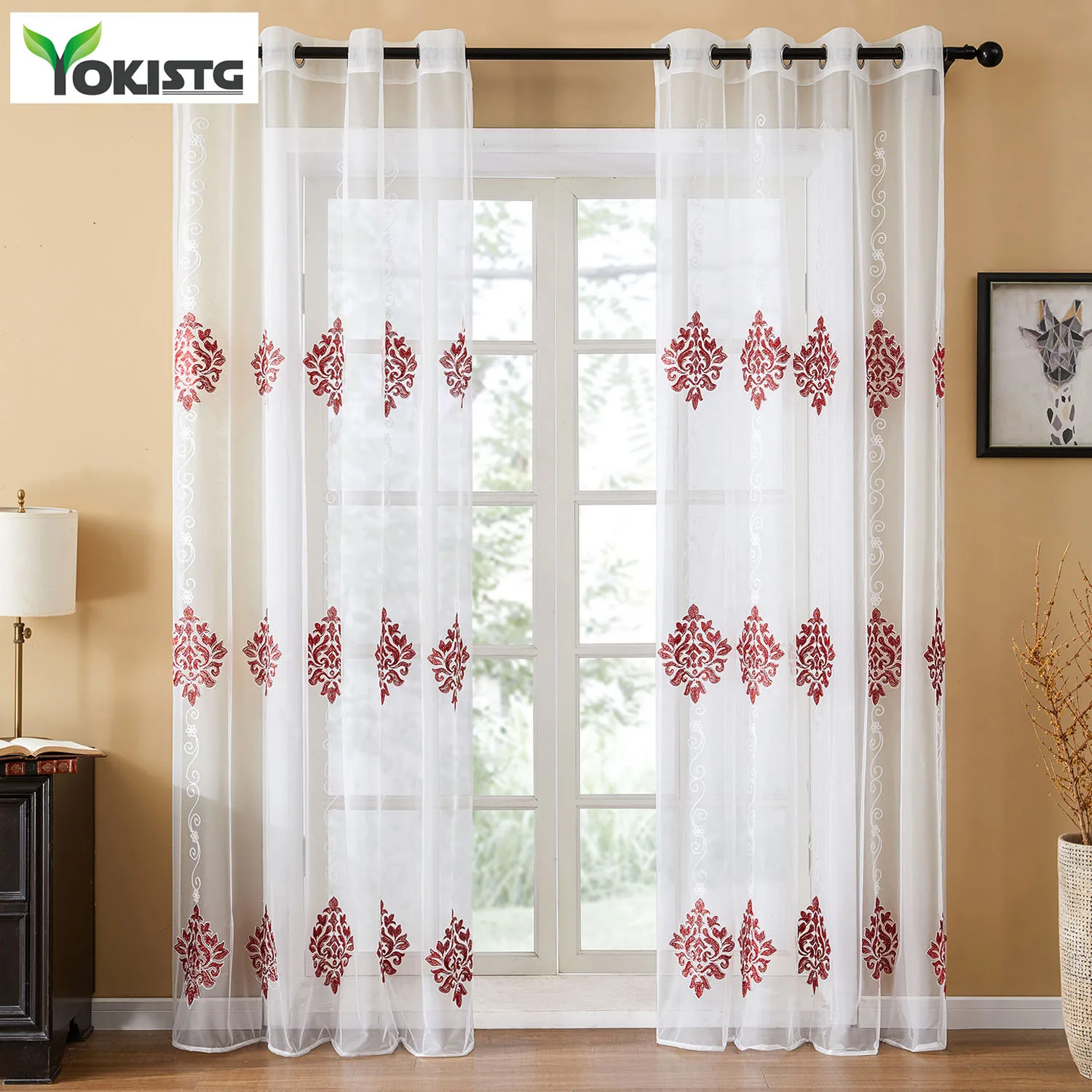 YokiSTG занавески из жаккардовой вуали с вышивкой для кухни гостиной спальни