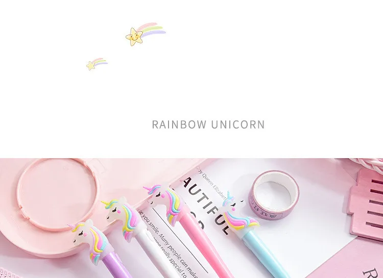 1 шт Licorne свет единорога черные чернила гелевая ручка животное ручка для письма шариковые ручки детский подарок школьные офисные ученики канцелярские принадлежности