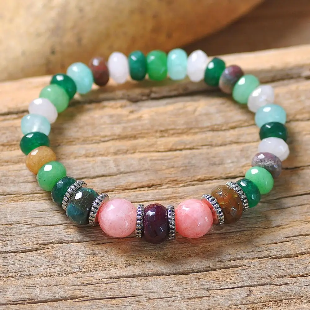 Радужный цвет различные формы натуральный камень Бусины Браслет Подвески