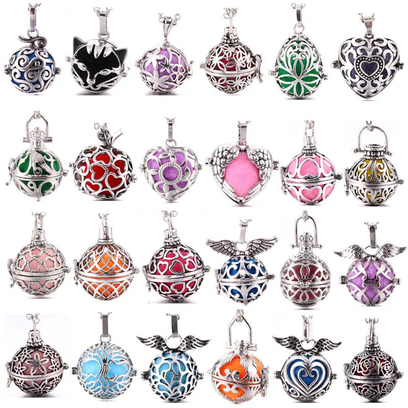 

Women's Silver Color Tree of Life Aromatherapy Necklace Spherical Pendant Jewelry Fashion Perfume Diffuser Necklace Party Gift