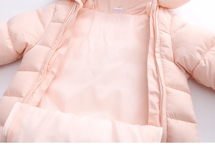 

OLEKID 2021 Autumn Winter Baby Girls Romper Hooded Thick Cartoon Ear Cotton Baby Boys Snowsuit Newborn Jumpsuit Toddler Overalls