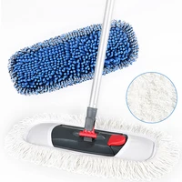 eyliden microfiber flat mop with adjustable stainless steel handle chenille and polyester pad for bedroom kitchen cleaning tool