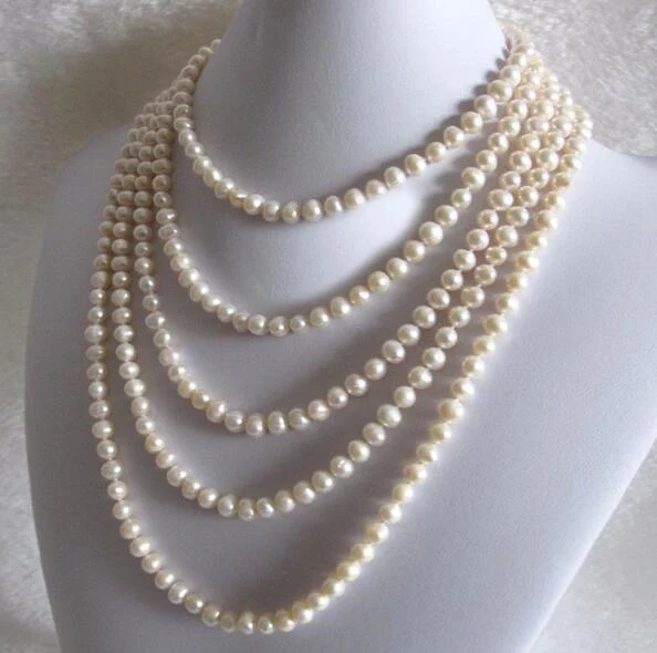 

5x6mm white real pearl 80cm 125cm 200cm 30'' 78'' necklace natural Freshwater PEARL Women Jewelry 35cm 43cm 15'' 17''