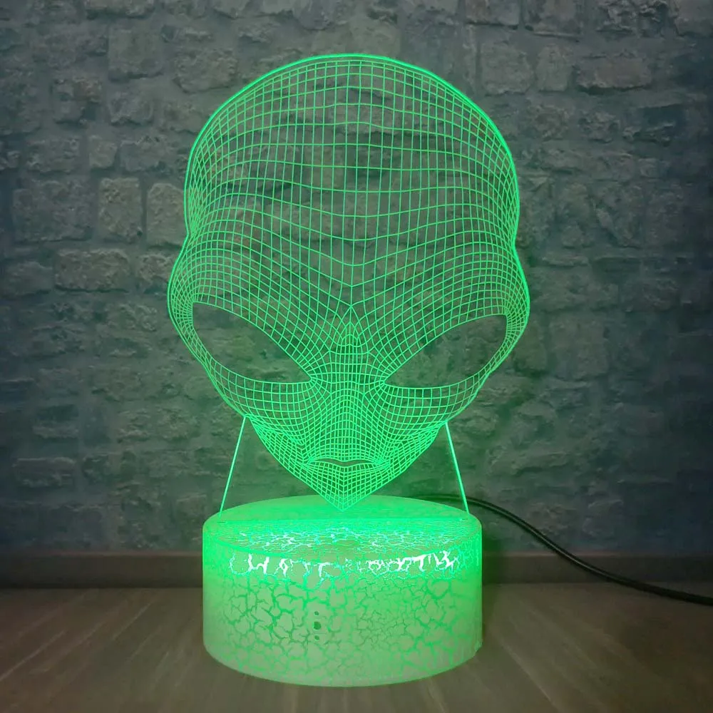 Alien Head 3D светодиодный Ночник светильник с большими глазами планеты акрил 7 цветов