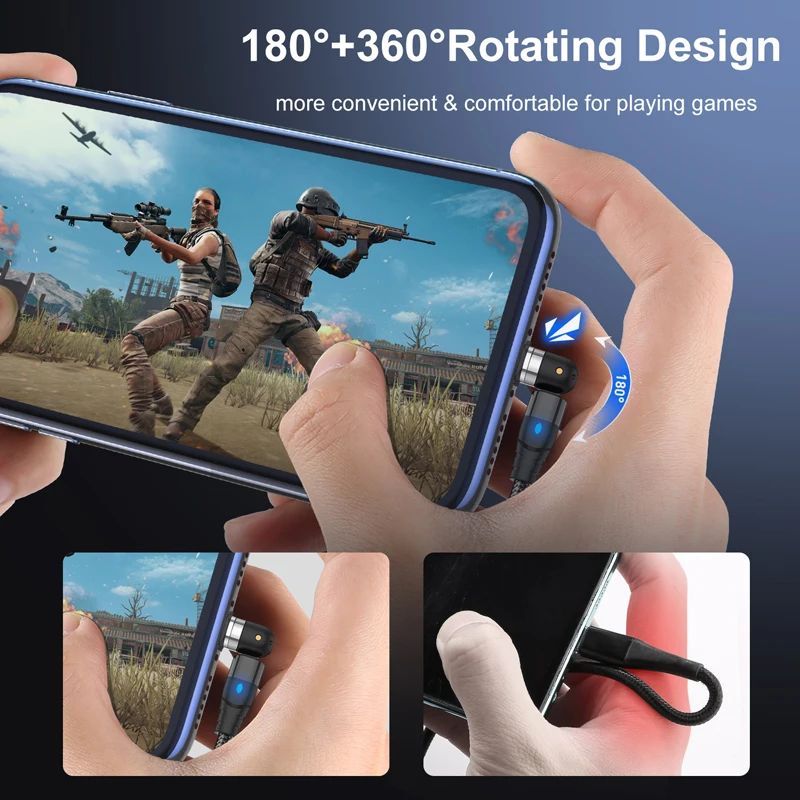 Oppselve 3A Магнитный Micro USB Type C кабель 540 вращение аксессуары для телефона Зарядка iPhone