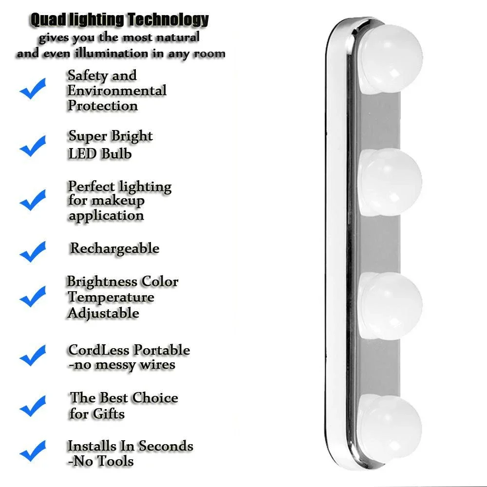 4 лампы стакан на присоске макияж зеркало светильник без штамповки портативный