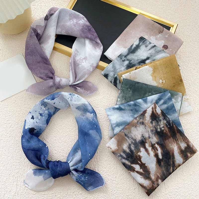 

Cotton Linen Print Women Square Shawl Scarf Headscarf Neck Ring Bandana Turban Head Wrap Hijab DIY Headband Wristband Bag Handle