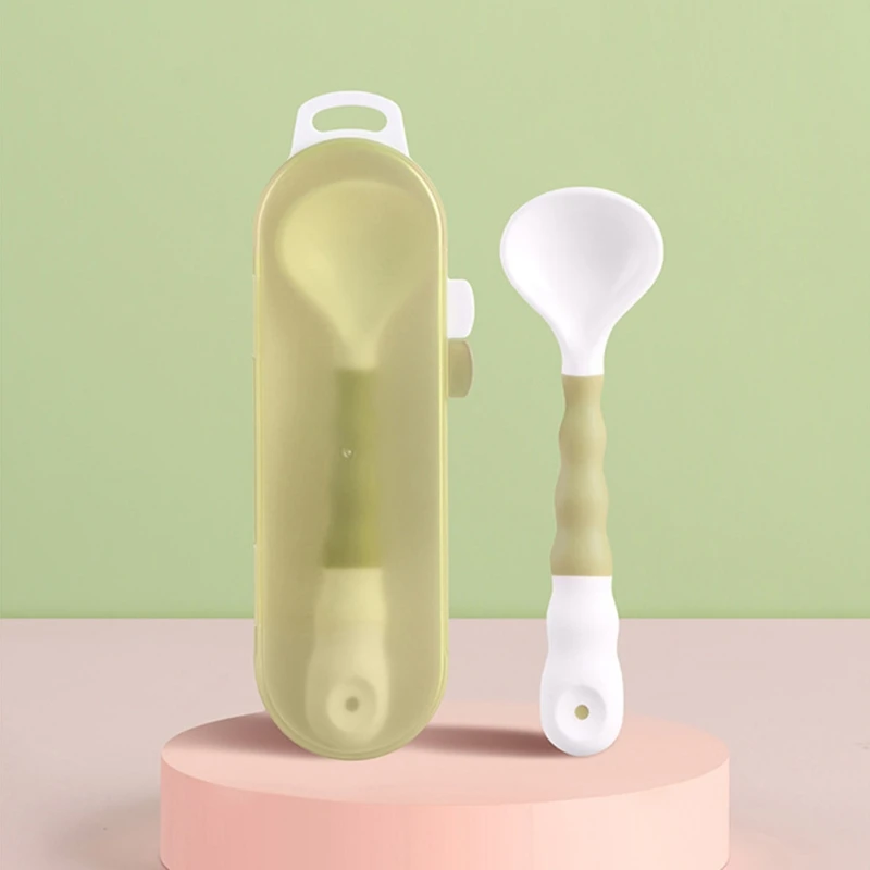 Cuchara de silicona flexible para beb&eacute;, cuchara de entrenamiento de alimentaci&oacute;n para ni&ntilde;os peque&ntilde;os, vajilla libre de BPA-4