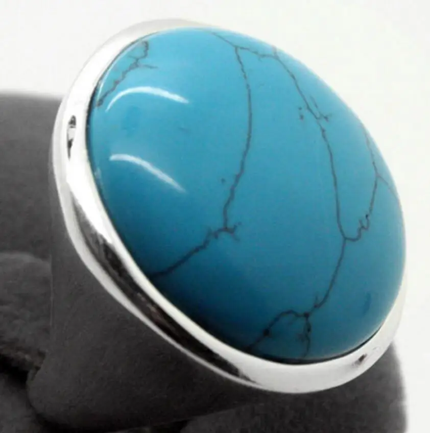 Кольцо из серебра 925 пробы с натуральной Бирюзой Размер 7/8/9/10 | Украшения и