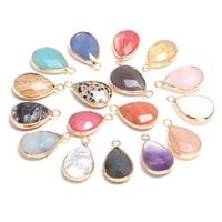 natural stone pendants waterdrop shape faceted crystal agates stone charms for jewelry making necklace bracelet gift