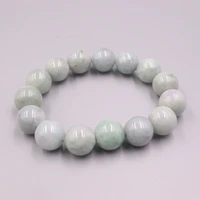 new fine green grade a jade jadeite women 13mm round smooth bead link bracelet