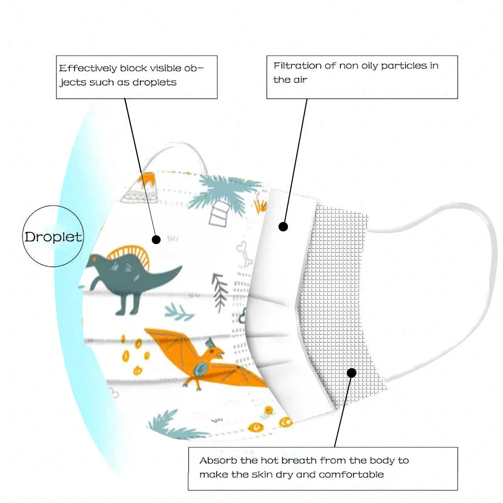 50 шт. в упаковке детская маска одноразовая для лица 3ply петли уха маски крышка