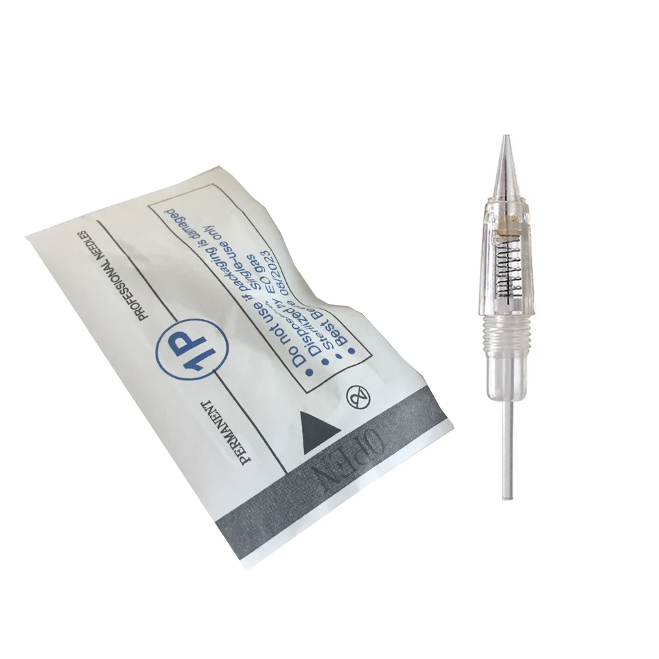 100pcs Sterilized Tattoo Cartridge Needles 1P 1RL 8mm Screw For Semi Permanent Microneedling Microblading Eyebrow Lips Makeup | Красота и