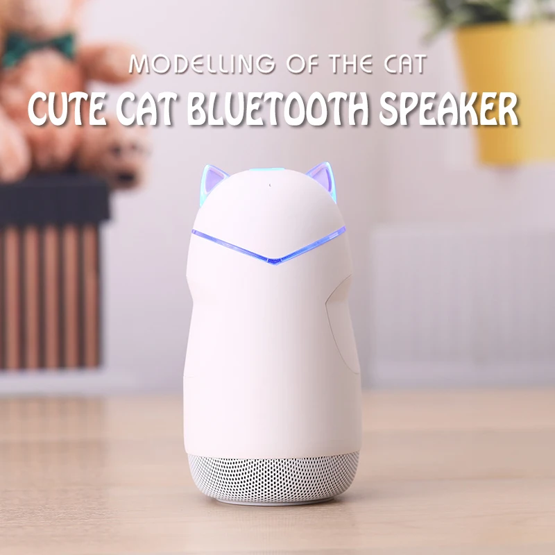 Беспроводная Bluetooth Колонка в форме милого кота портативная универсальная со