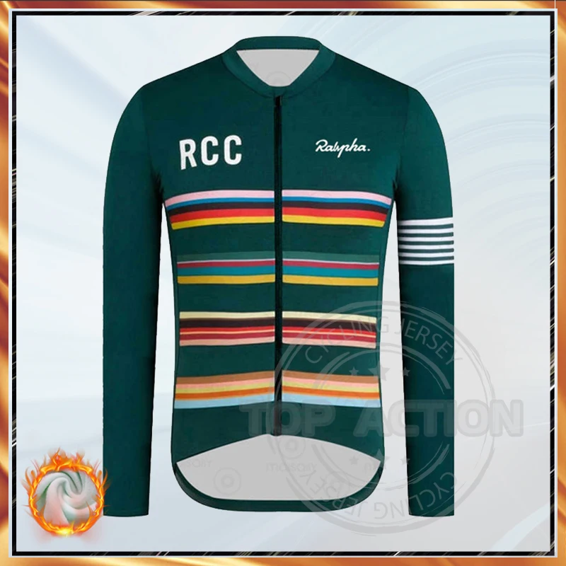 

RCC Warm 2021 Winter Thermal Fleece Cycling Clothing Men's Jersey Outdoor Riding Bike Clothes MTB Wear Bicycle Long Shirts