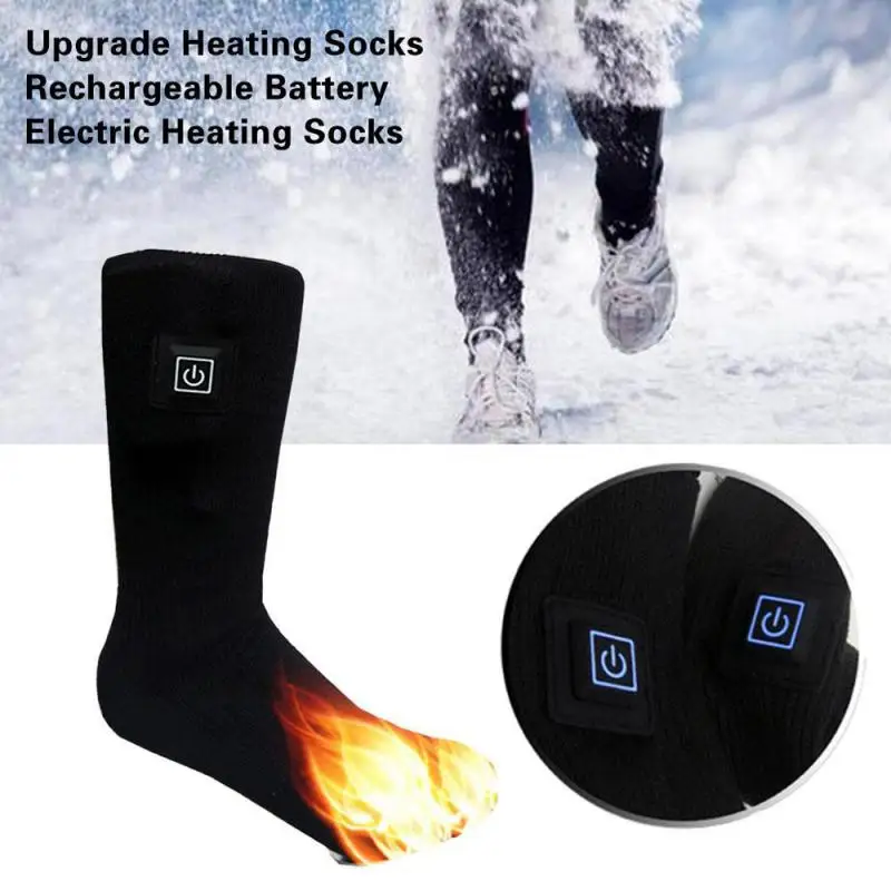 Electric Heated Socks Winter Warm Socks Gray Sports Socks USB Port Rechargeable Battery Foot Socks Winter Warmer Thermal Socks
