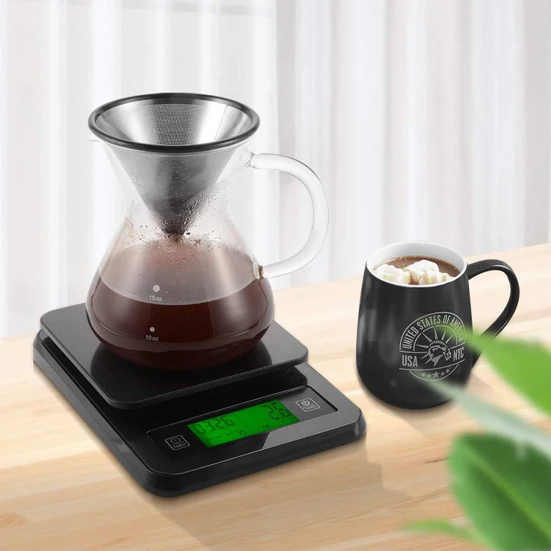 

3kg / 0.1g Drip Coffee Scale Portable With Timer Temperature Probe Electronic Digital LCD Electronic Scales Kitchen Baking Scale