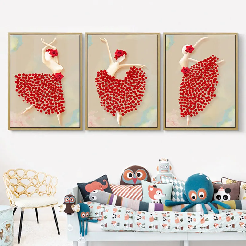 Современные искусственные лепестки танцующей женщины принты на холсте