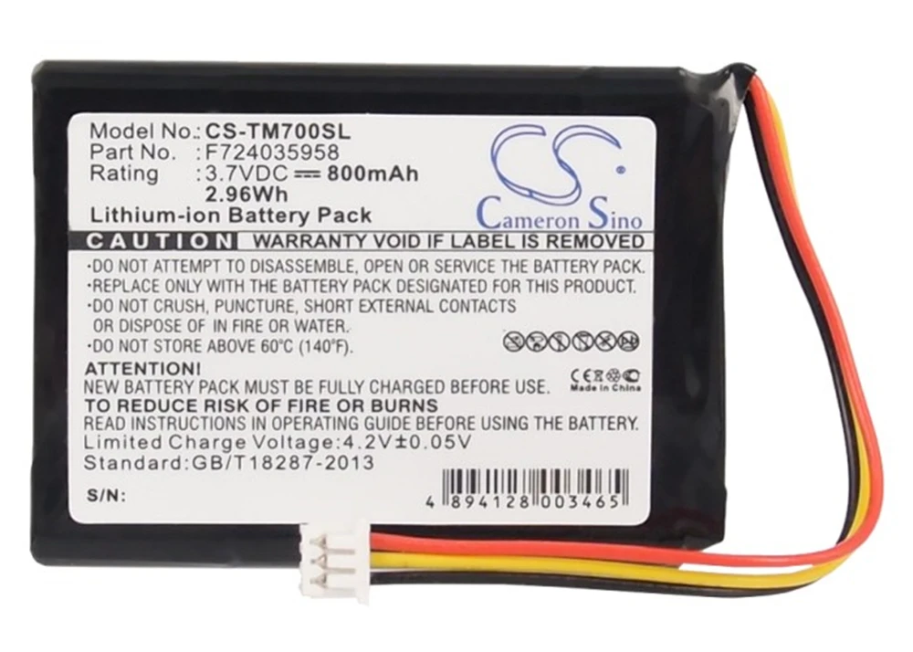 

Cameron Sino 800mAh Battery for TomTom One XL, XL 325, F724035958