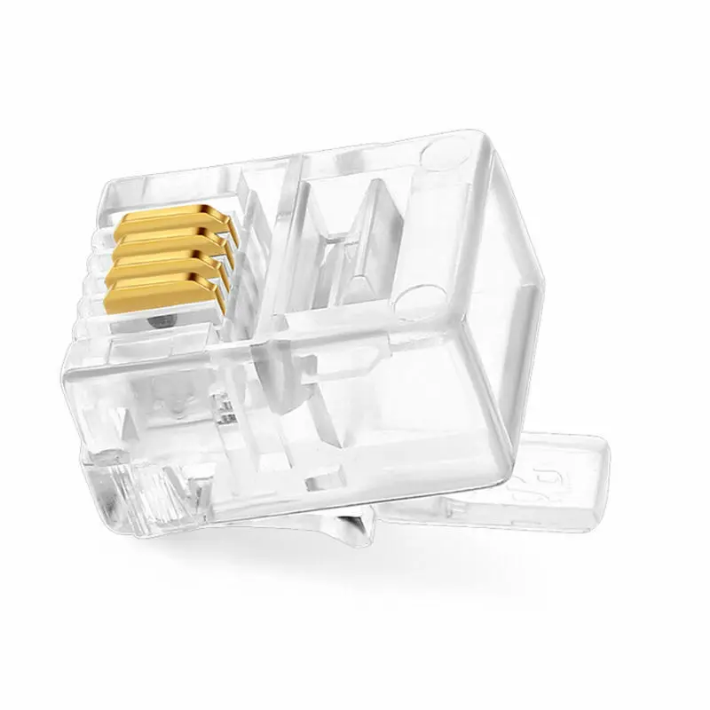 50 шт. прочный 4-контактный разъем RJ11 RJ-11 6P4C модульный высококачественный для