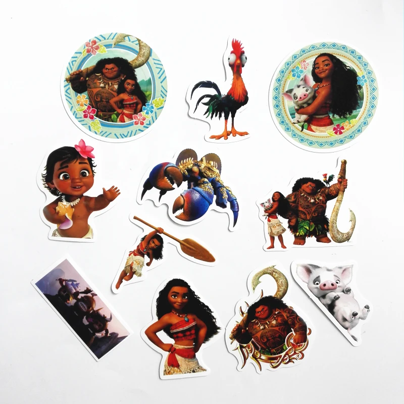 Cubierta de carrito de monopat&iacute;n para nevera, pegatinas impermeables para ruedas, mochilas y mesas, moana, 11 unids/lote-4