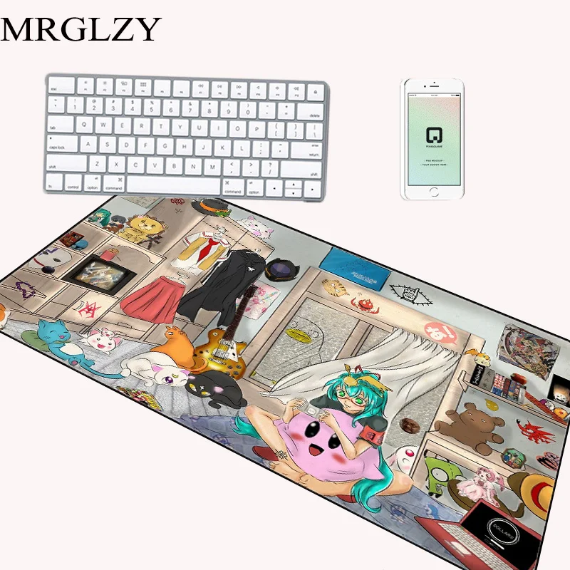 

MRGLZY anime RGB large gaming mouse pads yoga mat computer keyboard desk mats foot luminous USB interface carpet XXL