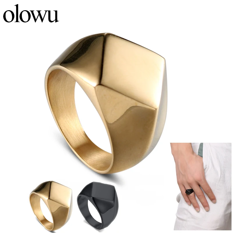 Мужские гладкие кольца olowu Золотое кольцо в стиле рок панк крутое модное