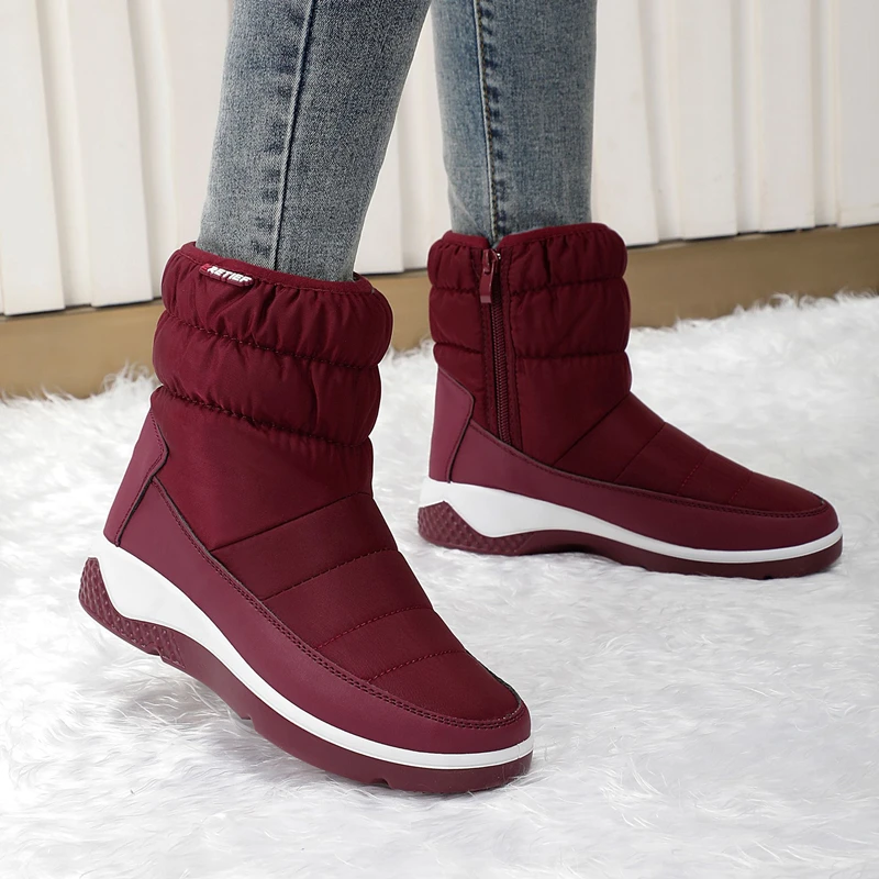 

Boot Woman 2021 Keep Warm Slip On Plush Shoes Waterproof Snow Boots Winter Casual Wedges Shoes Outdoor Zipper Ankle Boots