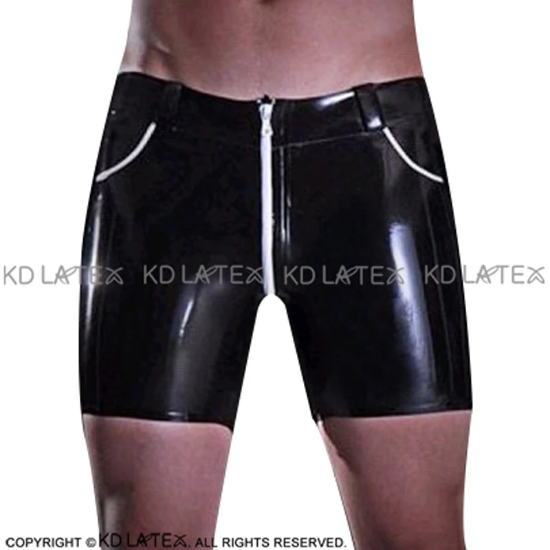 

Sexy Latex Boxer Shorts With Pockets Front Zipper Rubber Boyshorts Underpants Underwear DK-0135