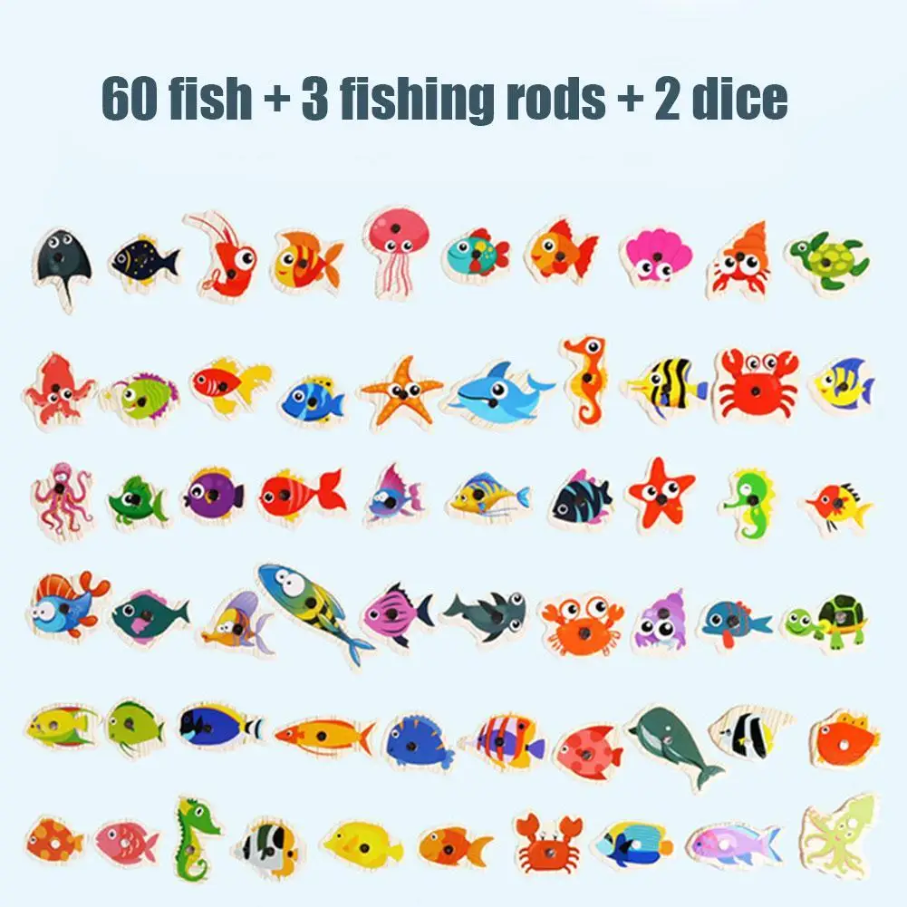 

Kawaii Montessori Concept Educational Baby Puzzle Magnetic Fishing Toys Set Parent-child Toy Cartoon For Children Interac