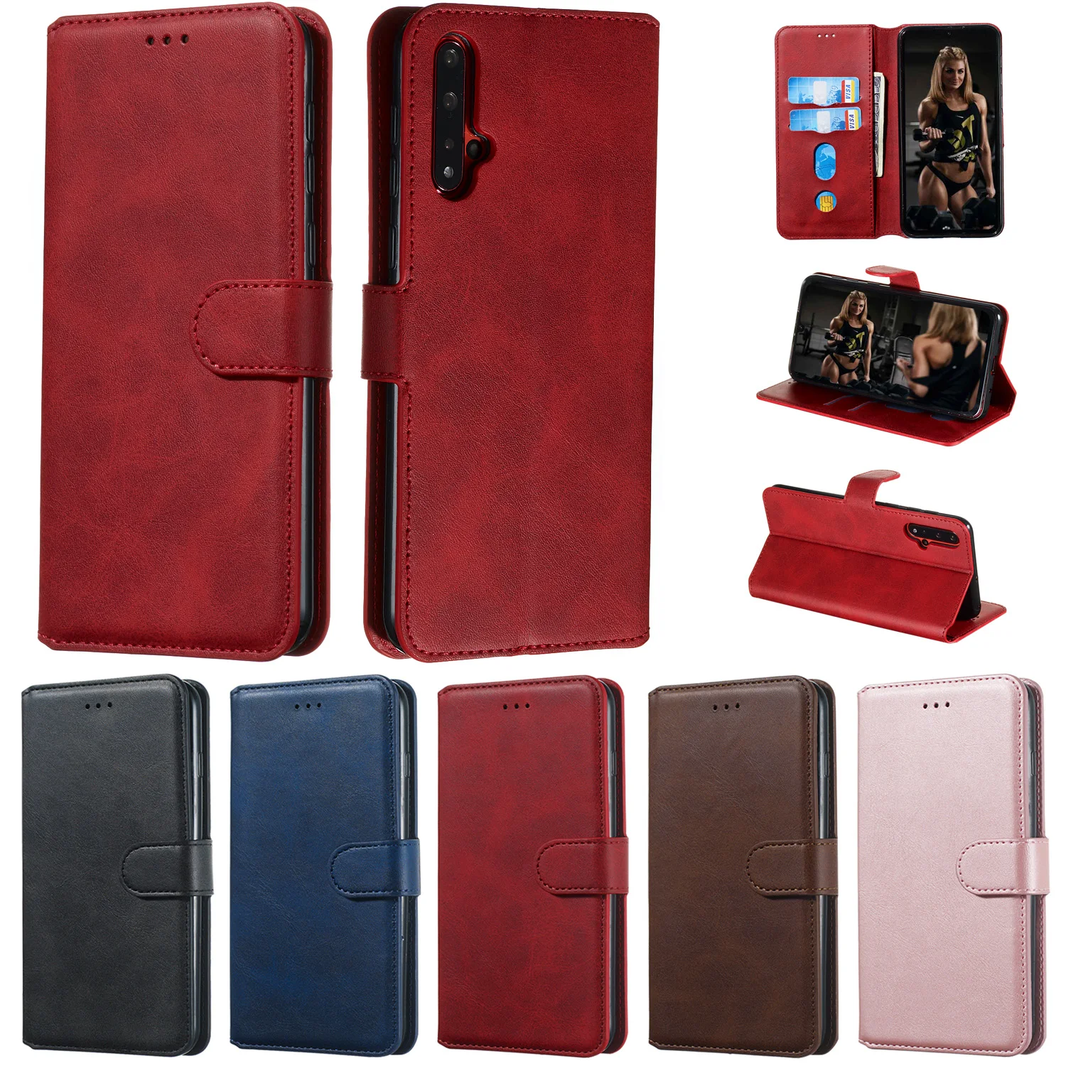 Оригинальный кожаный чехол книжка для телефона HUAWEI NOVA 3E 3i 4E 5 5T 5i 7i 7SE Enjoy 7S 9 9S 10S 20 Y9