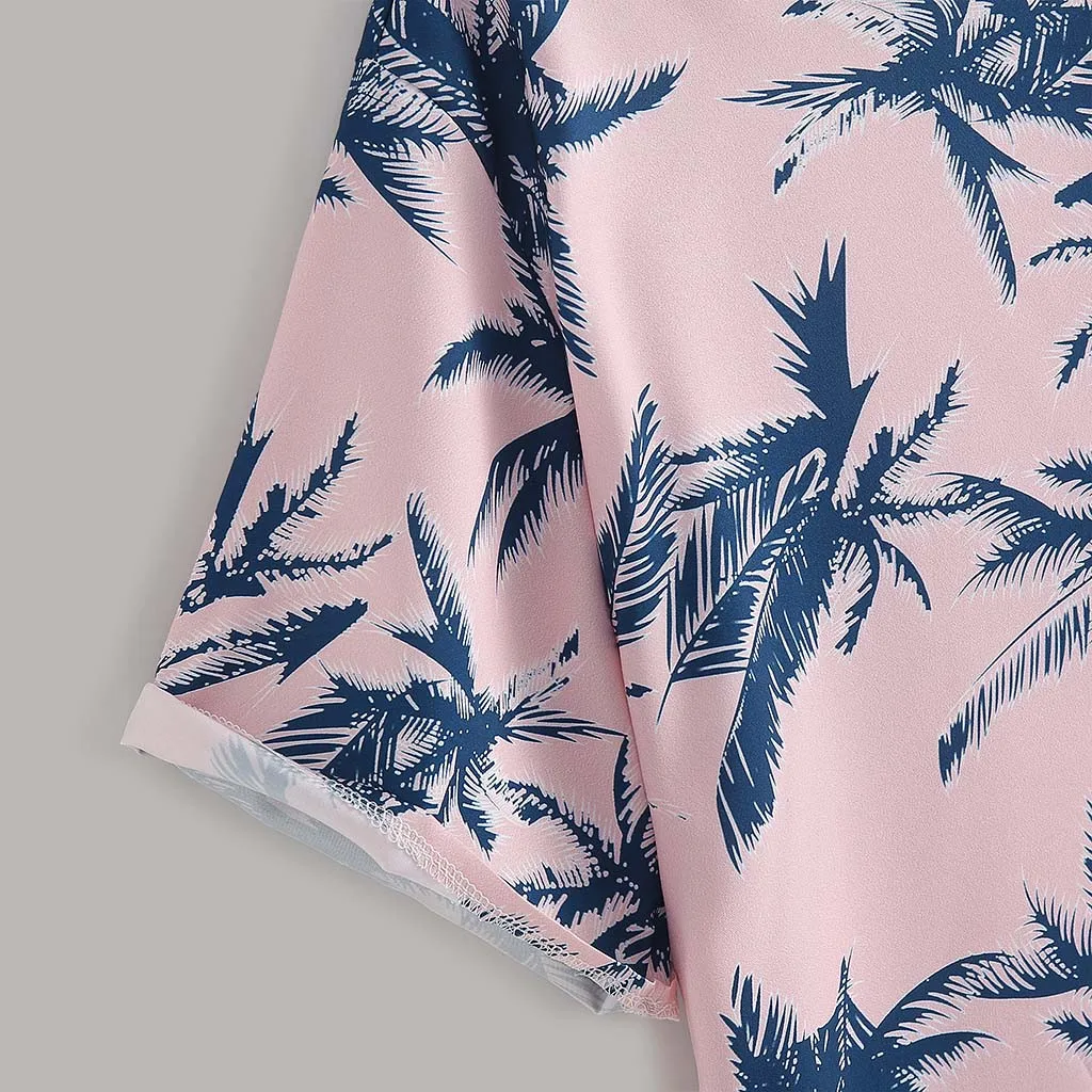 Мужская рубашка летняя модная мужская повседневная на пуговицах гавайский принт