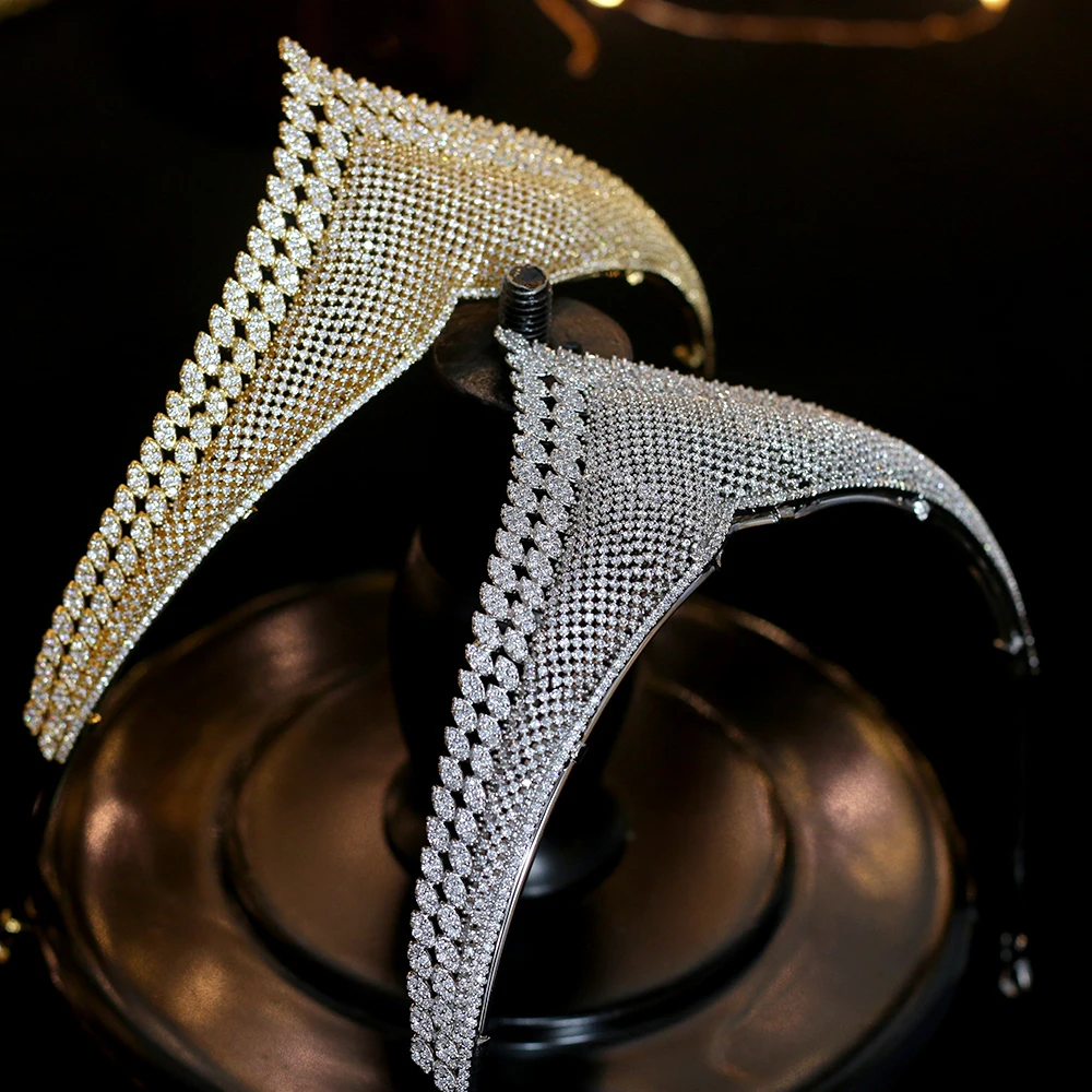 

Parmalambe Gold Tiaras Petite Zircon Clusters Lush Hair Jewelry Bridal Headpieces Crown Wedding Hair Accessories tiara de noiva