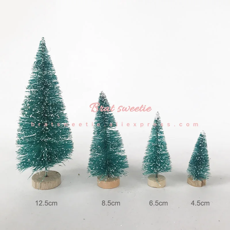 4pc mini tree Green Белое золото зеленое сизалевое волокно Мини Рождественская елка Снежный Мороз сосновая елка модель игрушки DIY ремесло настольное украшение рождественские украшения - Цвет: 4pc mini tree Green