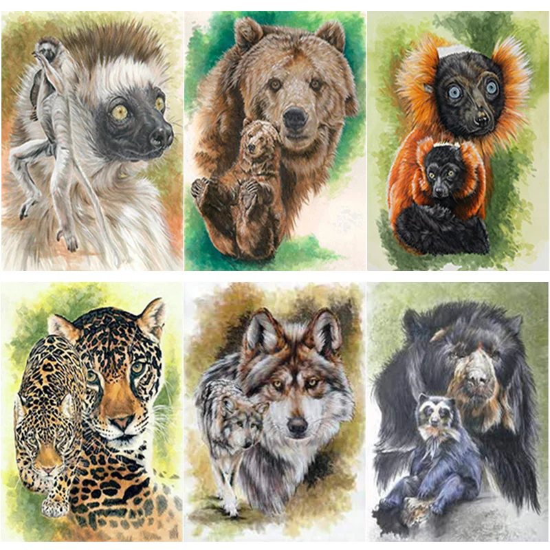 

5D DIY Diamond Painting Animal Horse Cross Stitch Full Square Round Drill Bear Diamond Embroidery Crafts Home Decor Manual Gift