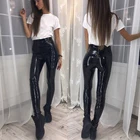 Женские леггинсы, Лидер продаж, однотонные леггинсы с высокой талией, сексуальные черные облегающие штаны, леггинсы из искусственной кожи, модные женские леггинсы S122505