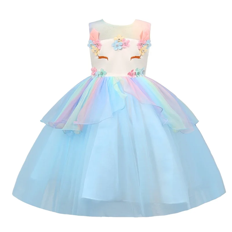 2019 платье для девочек вечерние платья с единорогом детское девочек-подростков на