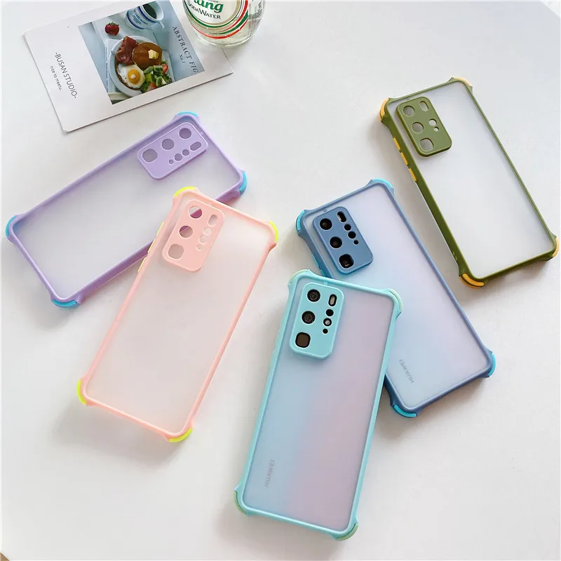 

Transparent Matte Phone case For Huawei Y5P Y6P Y7P Y8S Y9A Y5 Y6 Y7 Y9 2019 Honor 9X Frosted Camera Protection Back Cover