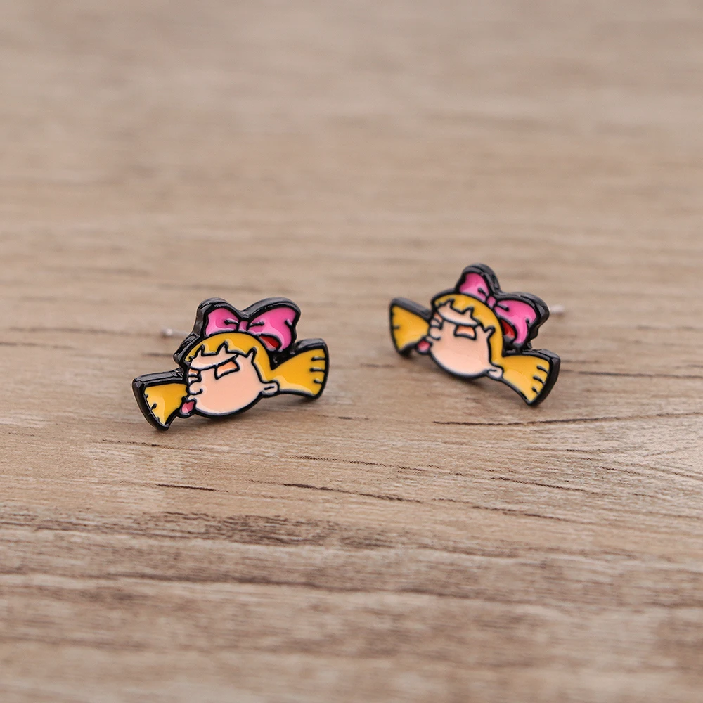 LT1094 корейские милые аниме серьги-гвоздики для женщин из нержавеющей стали