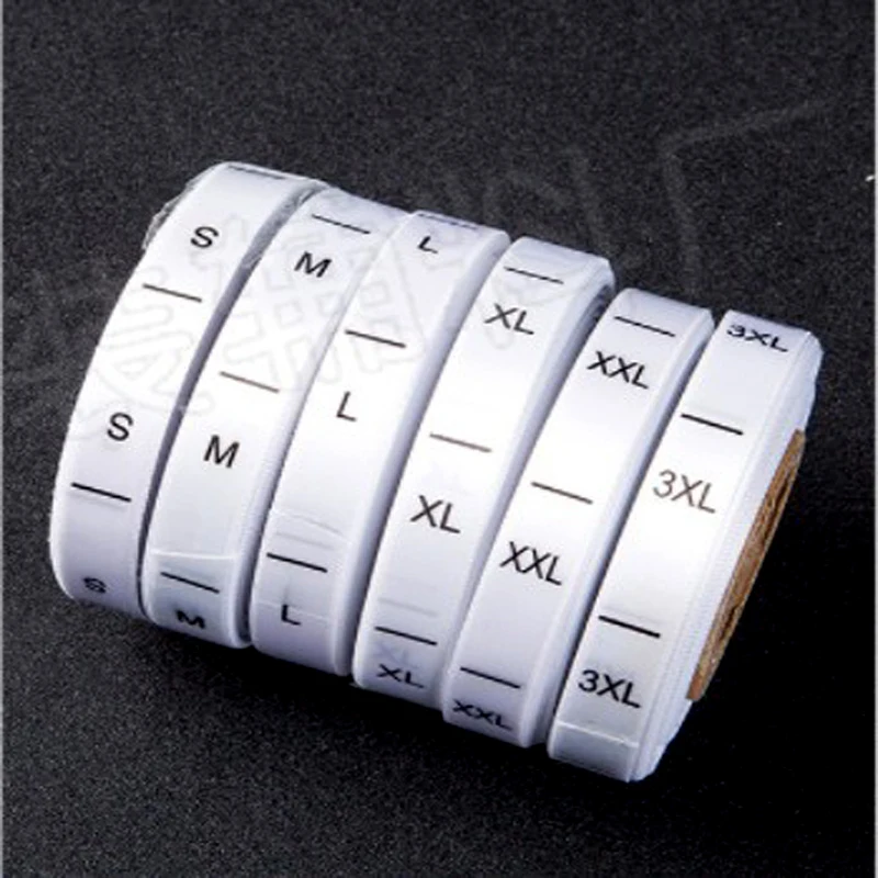 

New 500 PCS=1 Roll Printing Clothing Garment Size Labels Tags (1.2*4)cm/peice)Black word on white background
