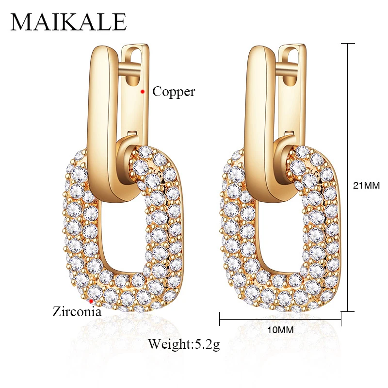 Женские серьги гвоздики MAIKALE круглые корейские с кубическим цирконием