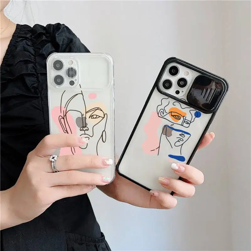 

Art Abstract Phone Case for iPhone 11 12 pro mini 7 8 Plus X XR XS Max Shockproof Bumper Clear Back Cover