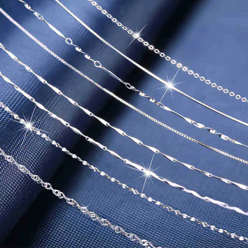 925 пробы Серебряная цепочка с кулоном водная волна твист змея бар Сингапур