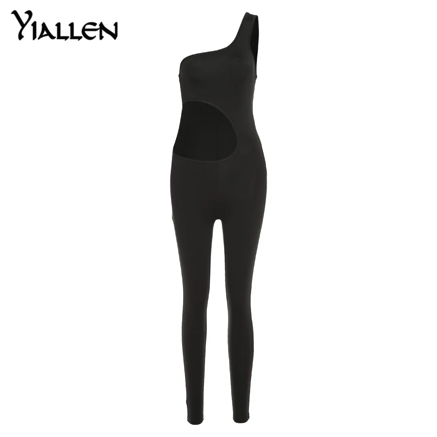 

Yiallen Ladies Tight-Fitting Hollow One-Shoulder Jumpsuit Sexy Street Sports One-Piece Fashion Party Club Clothing 2021 Y2k New