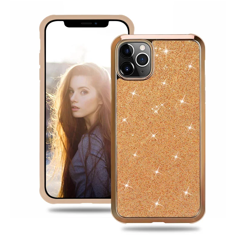 

Glitter Rhinestone Phone Case for iPhone 11 Pro Max XR X XS Max 7 8 6 Plus Double Layer Hybrid Bumper Full Protection Back Case