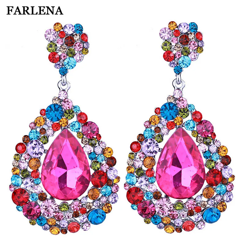 FARLENA ювелирные изделия с украшением в виде кристаллов большие серьги форме капли
