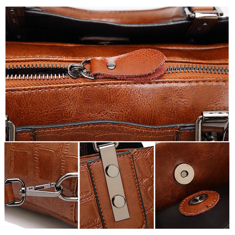 Business Bag For Women Office Luxury Handbag Vintage Waterproof Leather Briefcase Women Shoulder Bags Brand Tote Bag sac a main