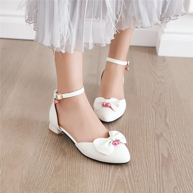 Туфли лодочки YMECHIC женские на низком каблуке милые вечерние туфли с бантом