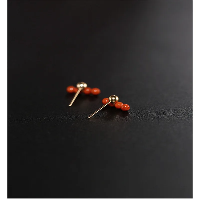 DAIMI Liangshan South Red Agate Earrings gemstones Women's Day Genuine Yellow 18K Gold Valentine's Gift | Украшения и
